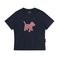 Gingham Puppy Patch Cotton T-Shirt