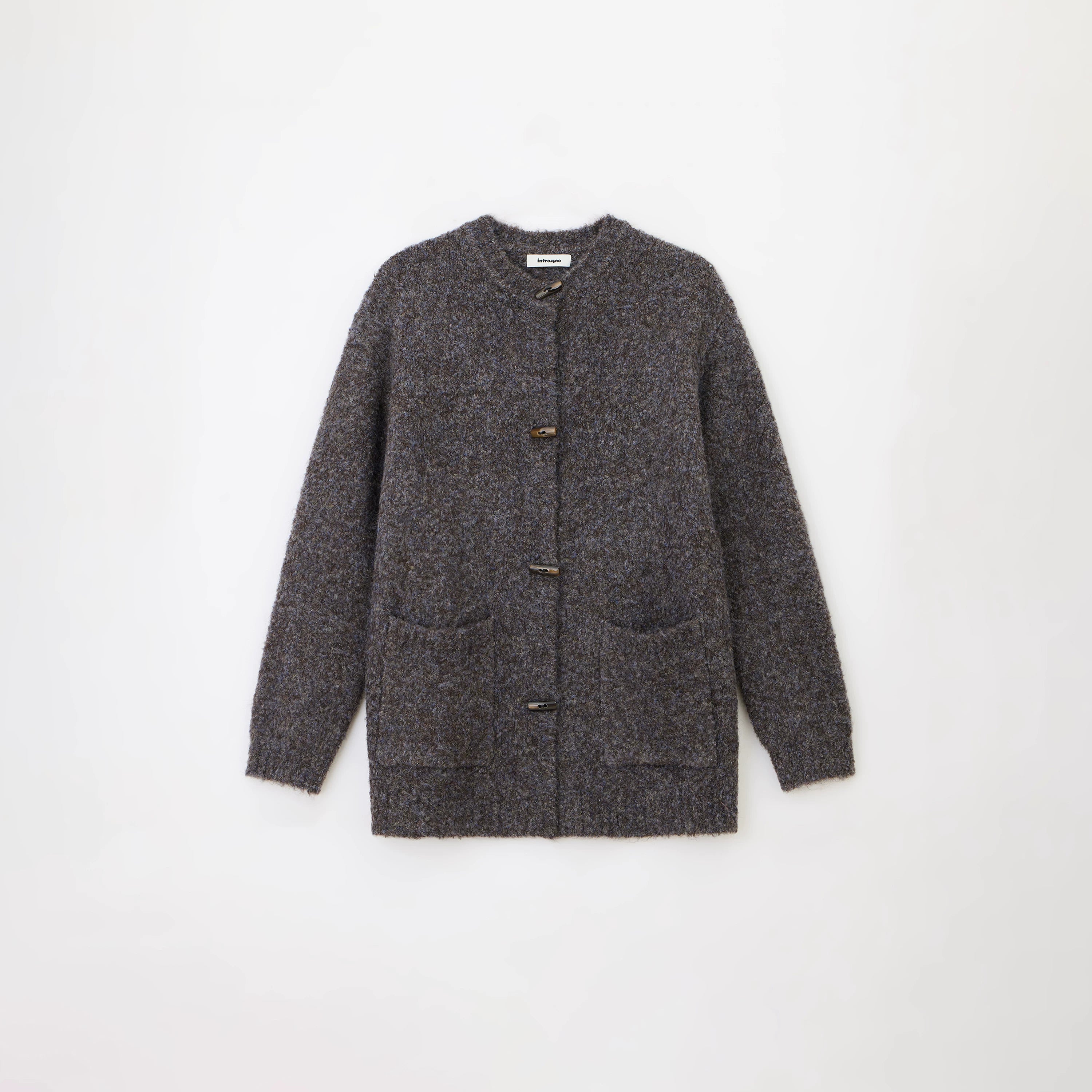 Textured Wool-Blend Loop Yarn Cardigan