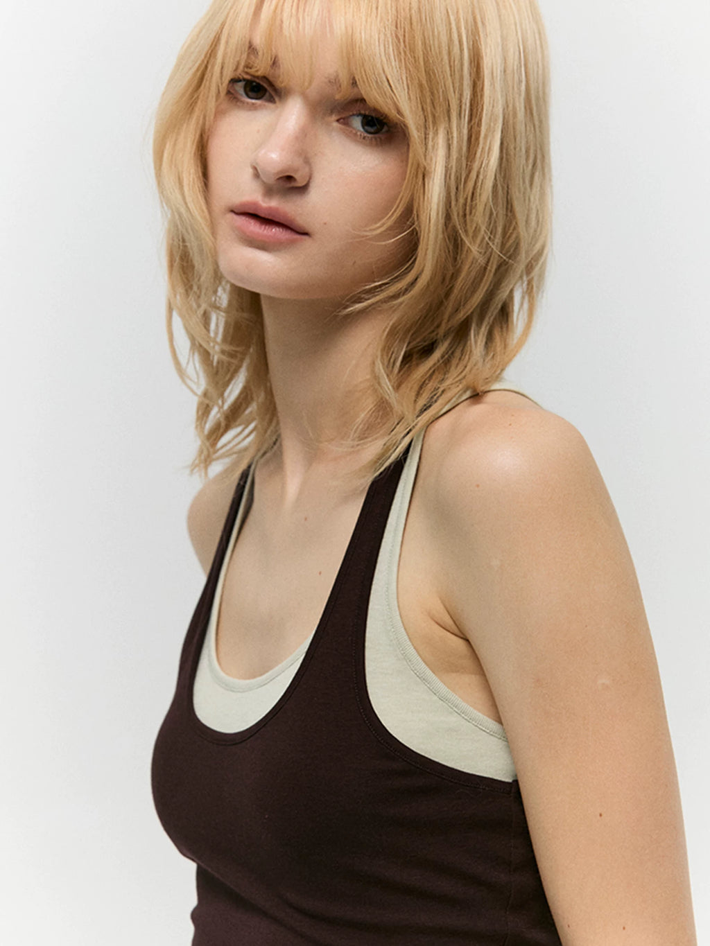 Layered Two-Tone U-Neck Tank