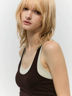 Layered Two-Tone U-Neck Tank