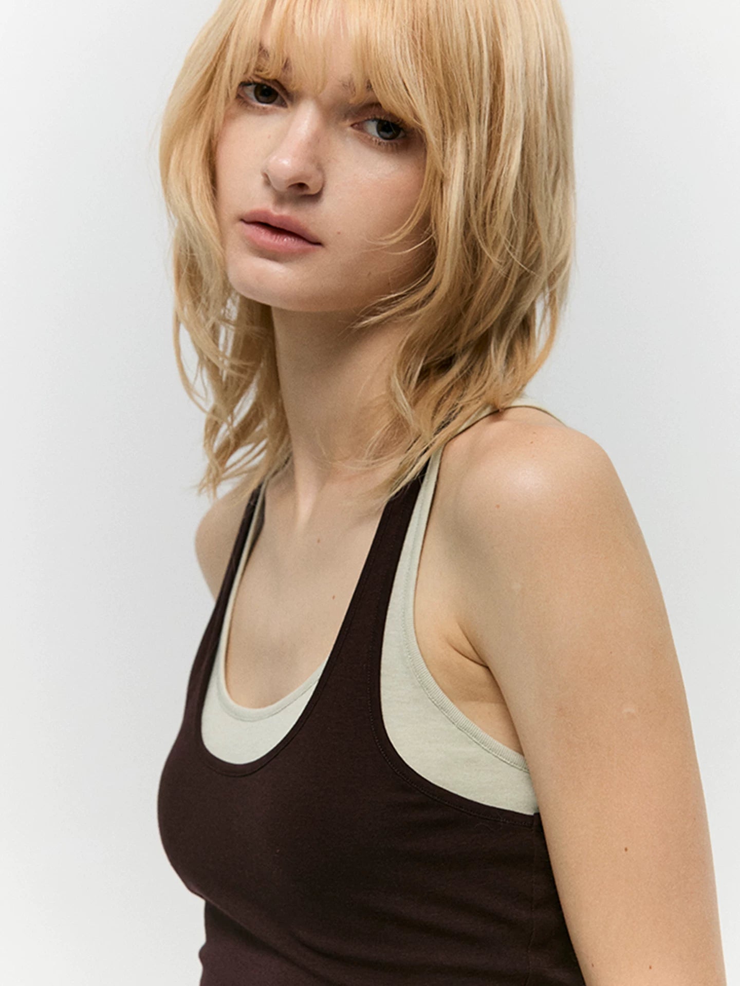Layered Two-Tone U-Neck Tank