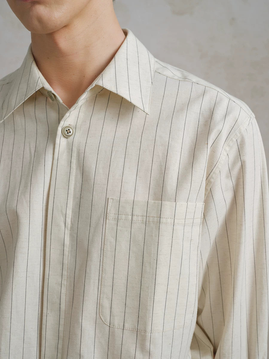Striped Cotton Linen Blend Shirt