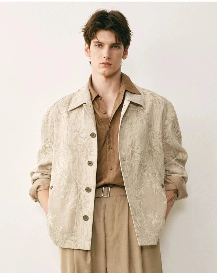Italian Cotton-Linen Jacquard Chore Jacket