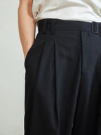 Double-Pleated Ribbon-Waist Trousers