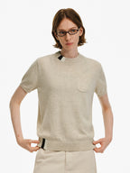Wool Blend Embroidered Pocket Knit Top
