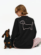 Embroidered Dachshund Graphic Long-Sleeve Tee