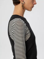 Color-Blocked Striped Layered Long-Sleeve Top