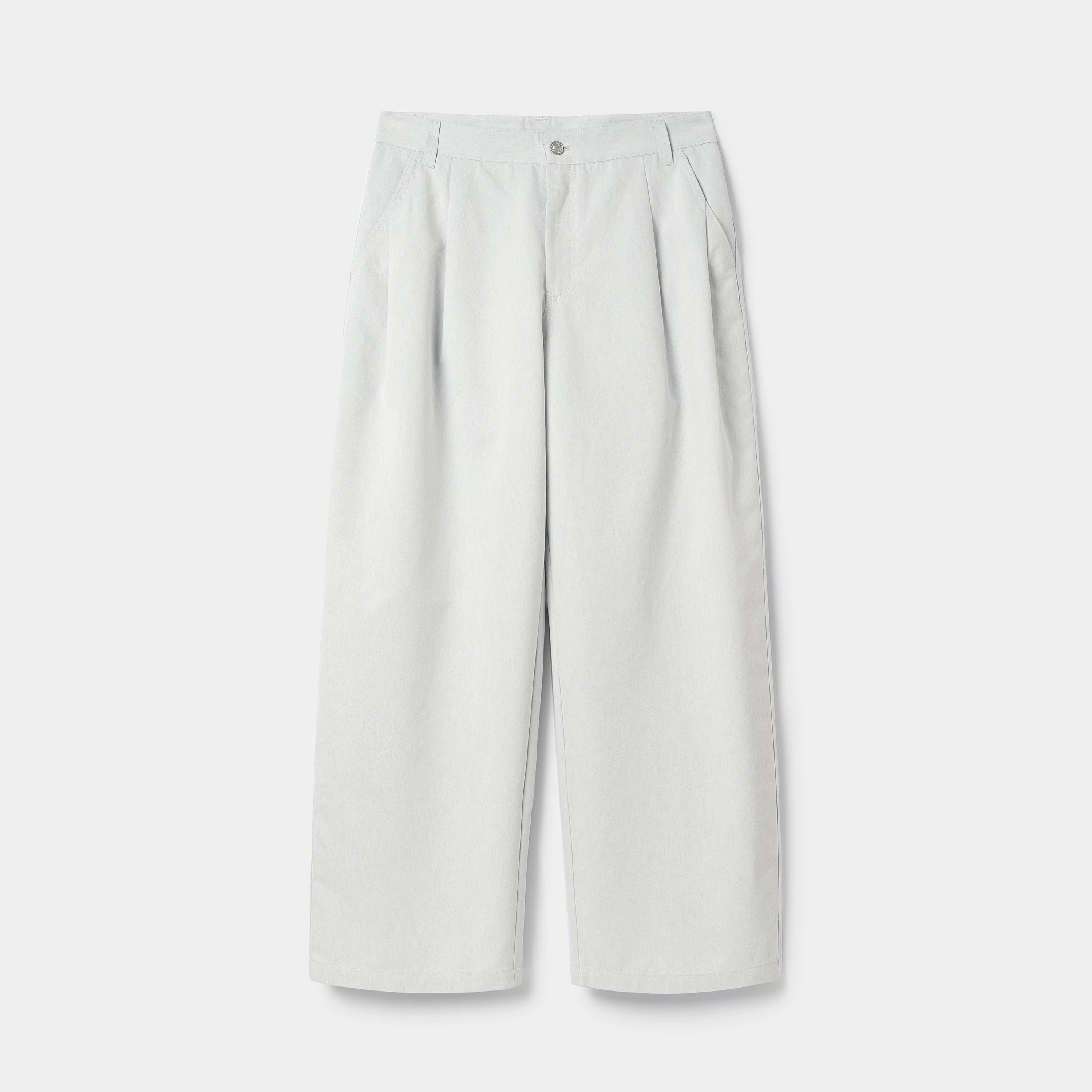 Pleated Wide-Leg Cotton Trousers