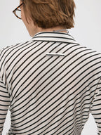 Bias-Cut Striped Polo Shirt