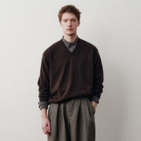 Merino Wool Cotton V-Neck Sweater