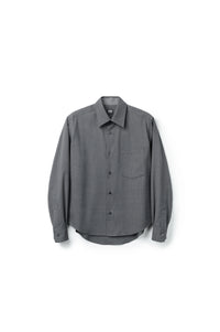 Charcoal Wool Blend Button-Down Shirt