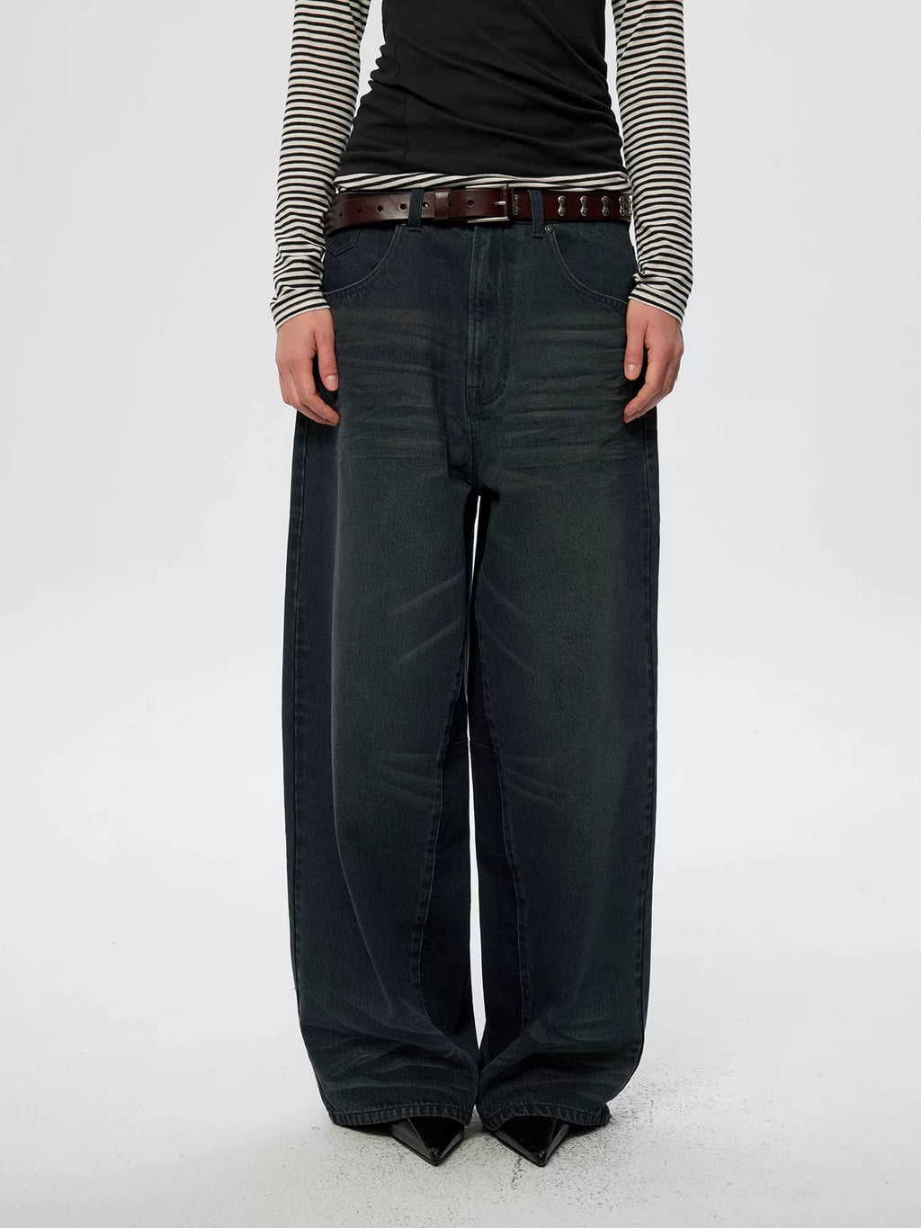 Distressed Patchwork Loose Fit Jeans