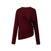 Pleated Batwing Long Sleeve Top
