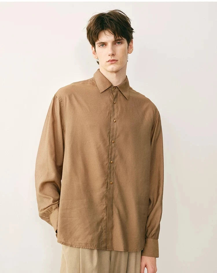 Silk Blend Textured Button-Down Shirt