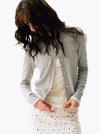 Wool Blend Classic Crewneck Cardigan