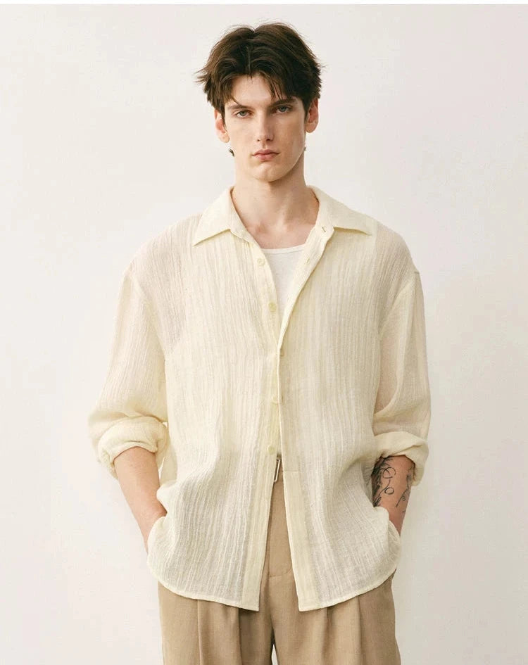 Cotton Ramie Blend Relaxed Shirt