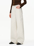 High-Waisted Wide-Leg Denim Trousers