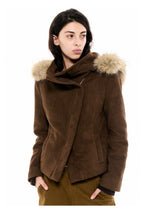 Asymmetric Suede Hooded Jacket