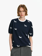 Dachshund Intarsia Knit Short-Sleeve Sweater
