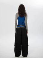 Color-Blocked Striped Layered Long-Sleeve Top