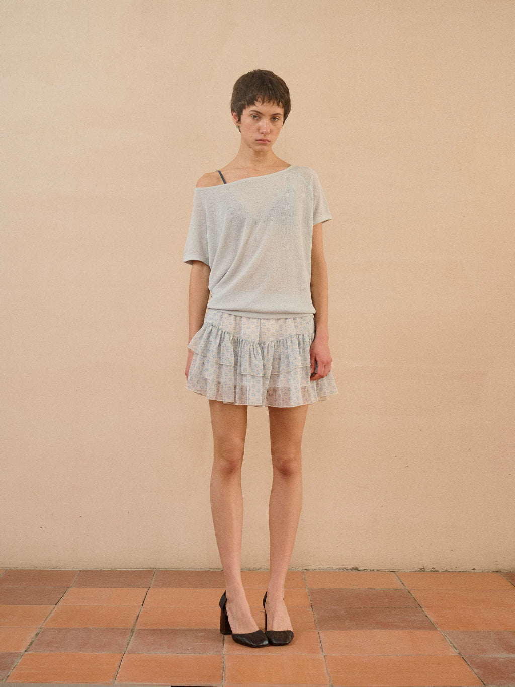 Linen Loop Yarn Off-Shoulder Top