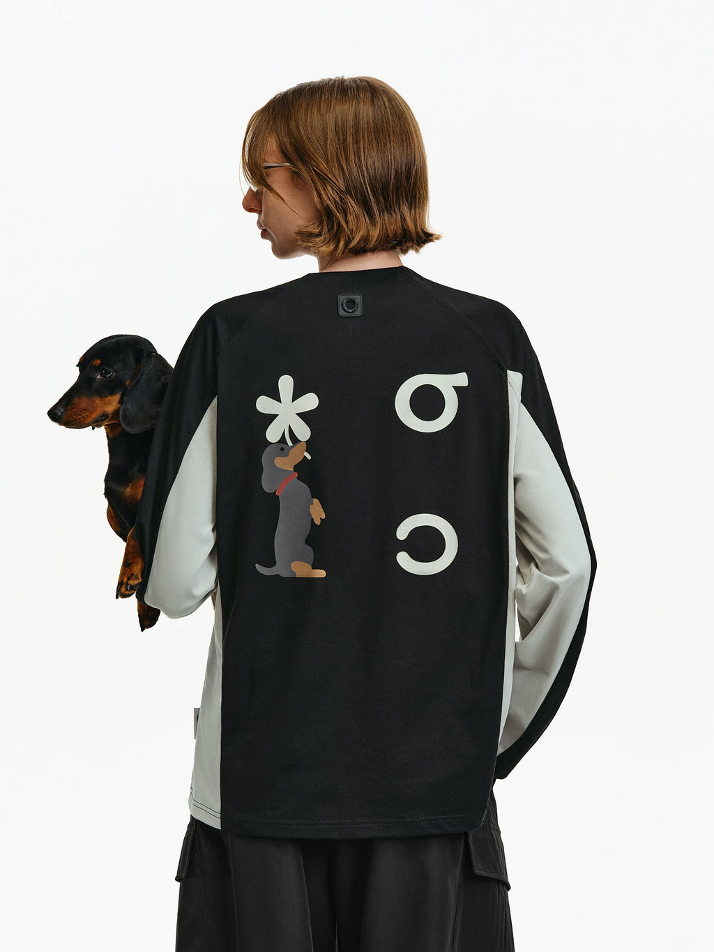 Color-Block Graphic Long-Sleeve Top
