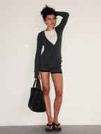 Layered V-Neck Long Sleeve Top