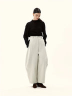 Sculptural High-Waisted Wide-Leg Trousers