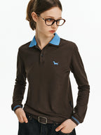 Contrast Collar Long Sleeve Polo