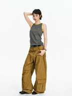 Contrast Trim Embroidered Tank Top