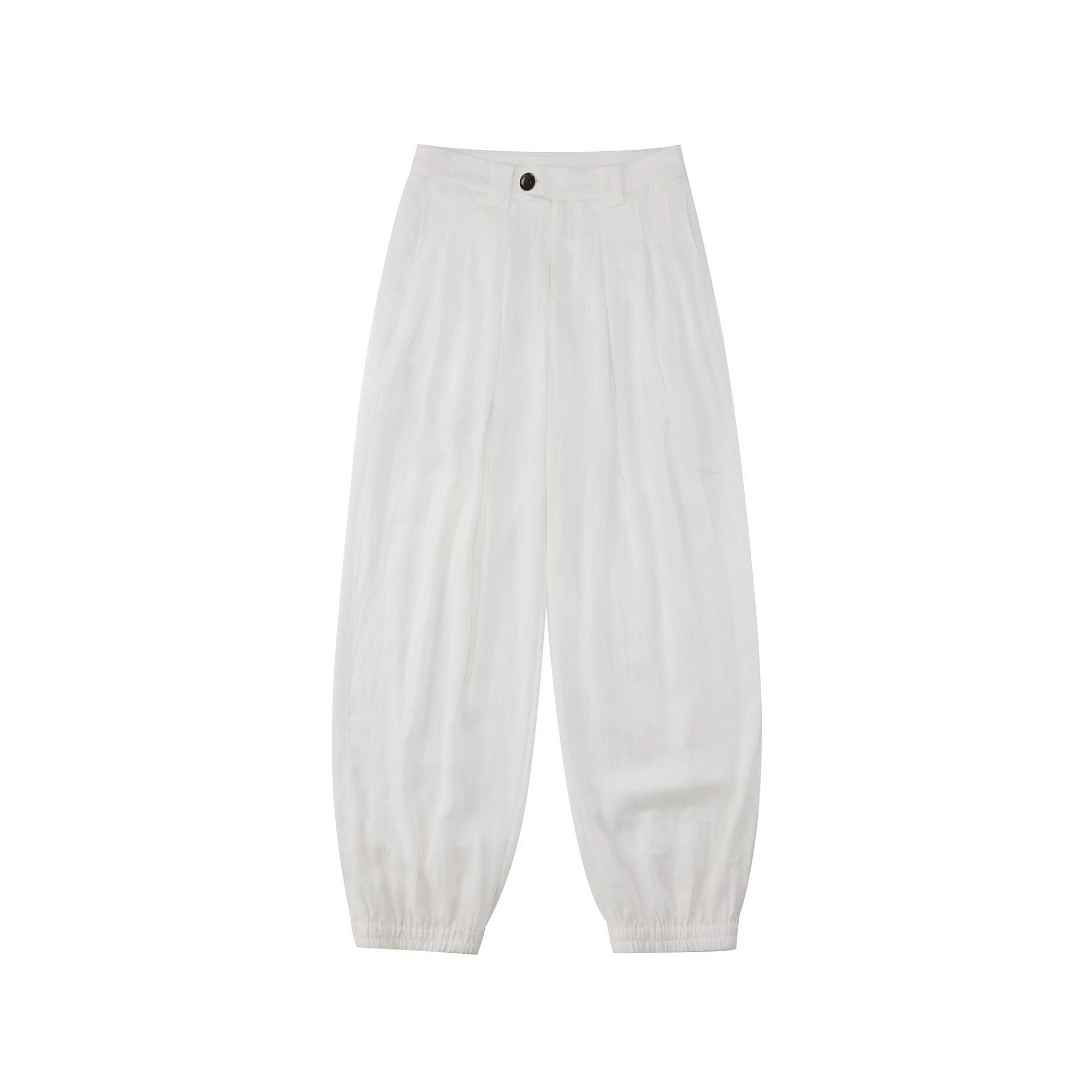 Linen Blend Pleated Wide-Leg Trousers