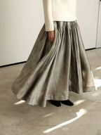 Metallic Flare Maxi Skirt