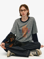 Striped Graphic Layered Long-Sleeve Tee