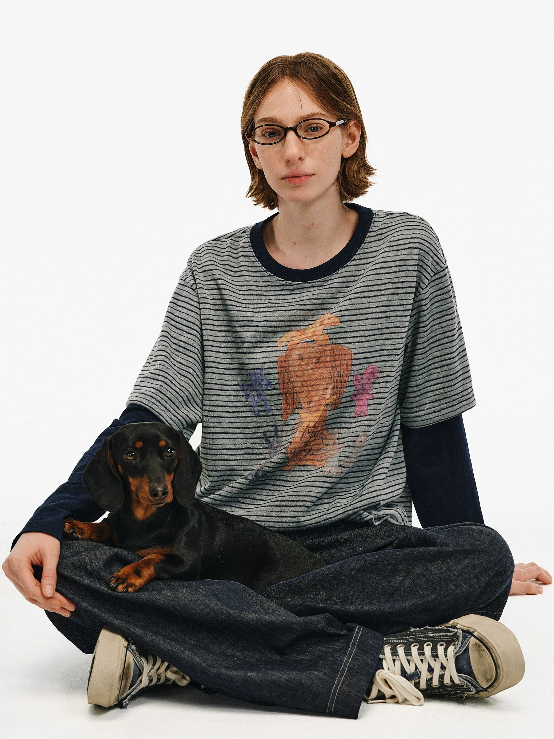 Striped Graphic Layered Long-Sleeve Tee