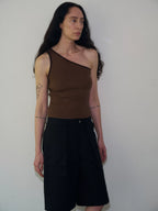 Asymmetrical Ribbed Knit Tank