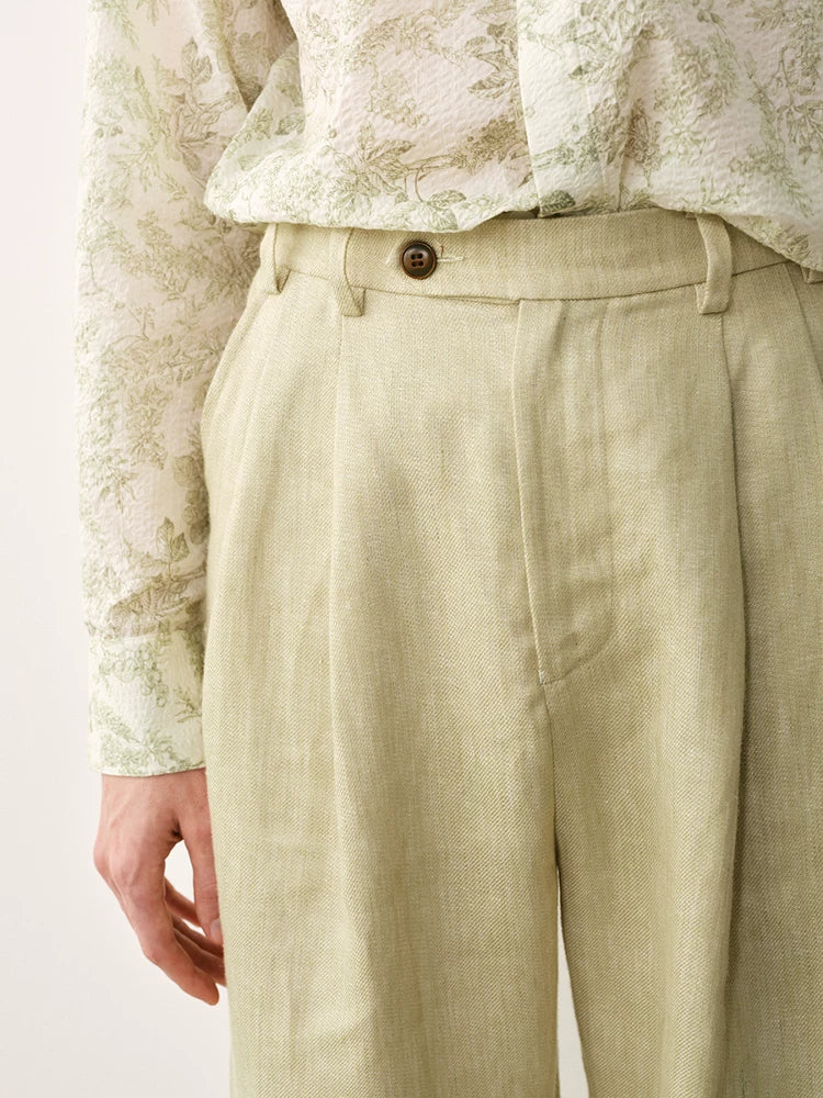 Linen Double Pleated Trousers