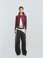 Fringed Wool Blend Tie-Front Cardigan