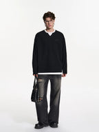 Waffle Knit Layered Long-Sleeve Top