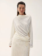Echo Draped Wool Turtleneck Top