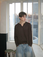 V-Neck Knit Long-Sleeve Sweater
