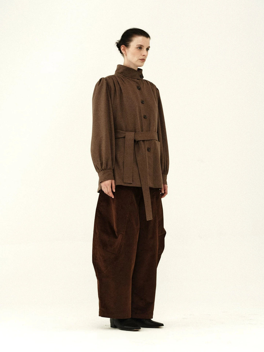 Wool Blend Pleated Shoulder Jacket