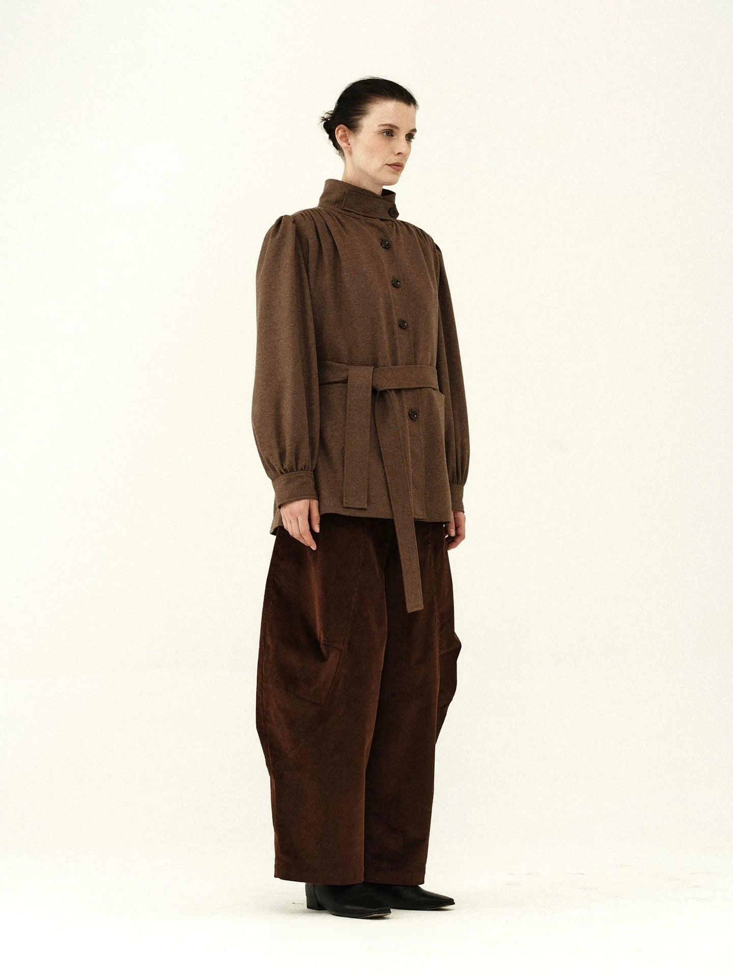 Wool Blend Pleated Shoulder Jacket