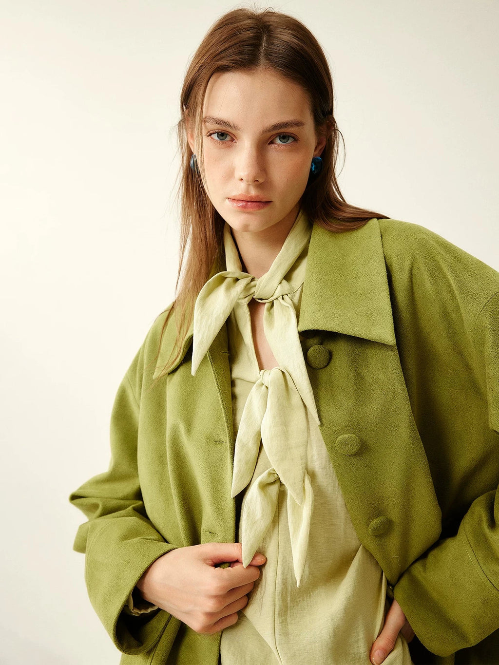 Apple Green Suede Texture Jacket