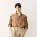 Silk Blend Textured Button-Down Shirt