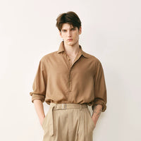 Silk Blend Textured Button-Down Shirt