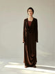Draped Pleated Knit Maxi Dress