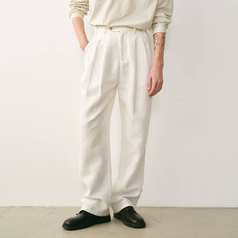 Linen Double Pleated Trousers