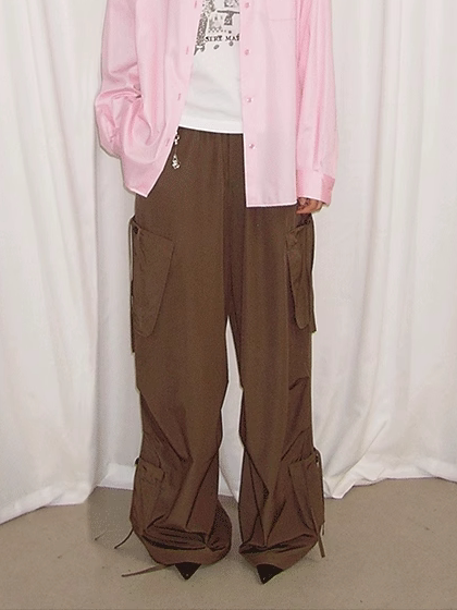 Glossy Multi-Pocket Cargo Trousers