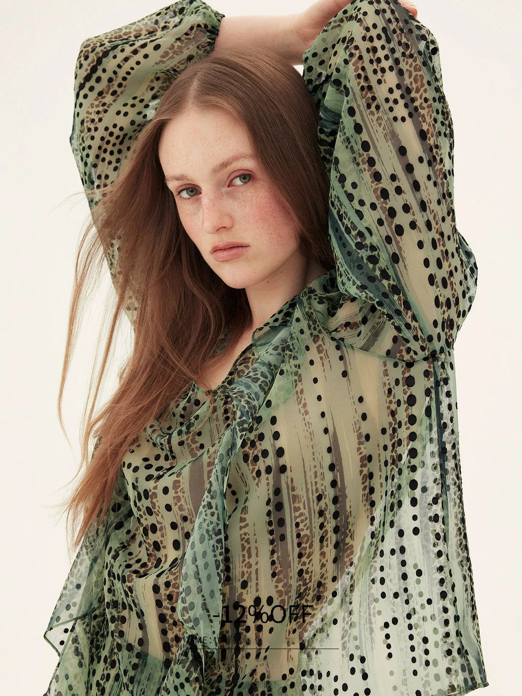 Sheer Leopard Print Ruffle Blouse