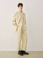 Textured Cotton-Blend Four-Button Blazer